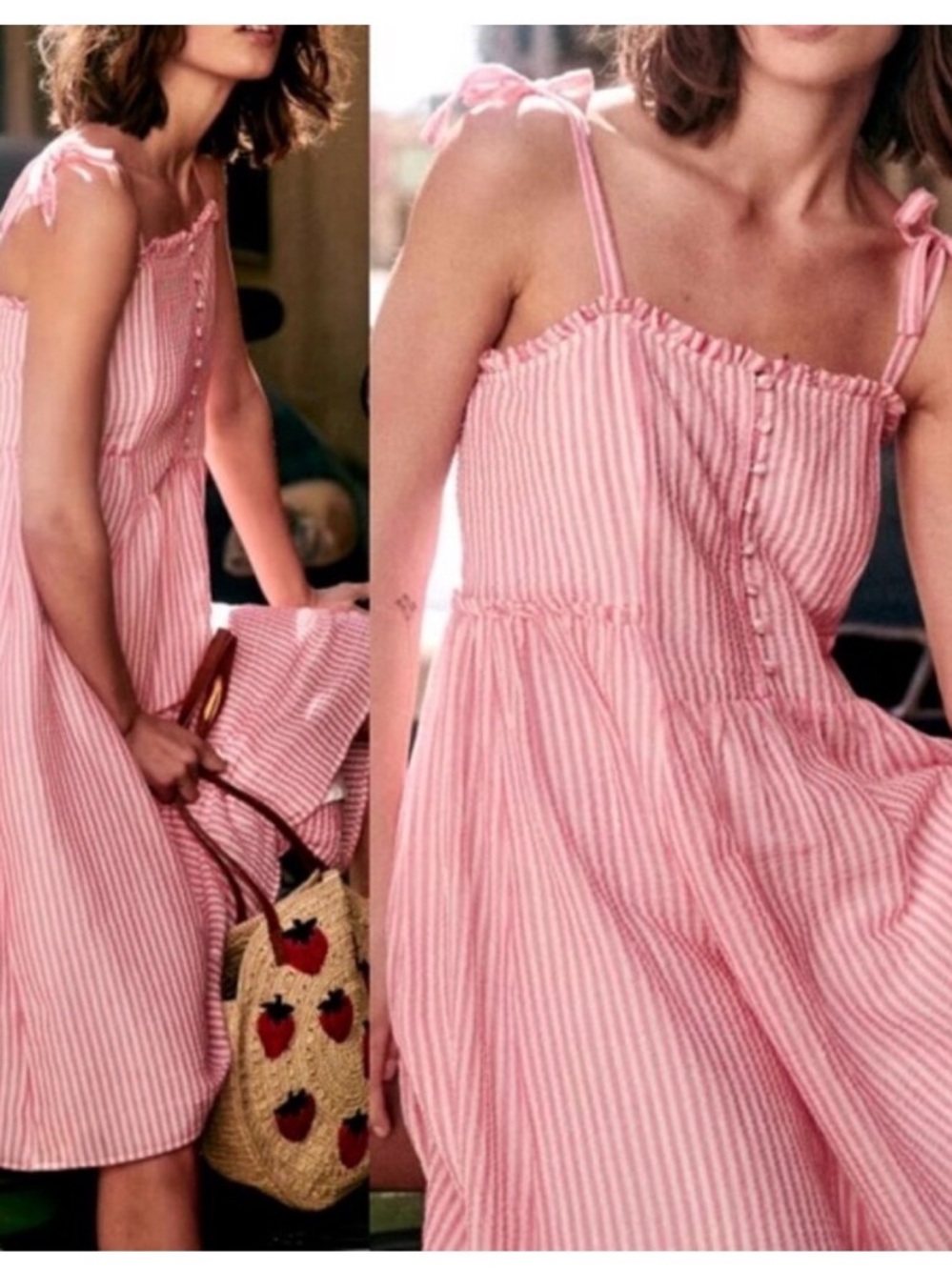 Sézane Juliette Dress in Stripes Pink